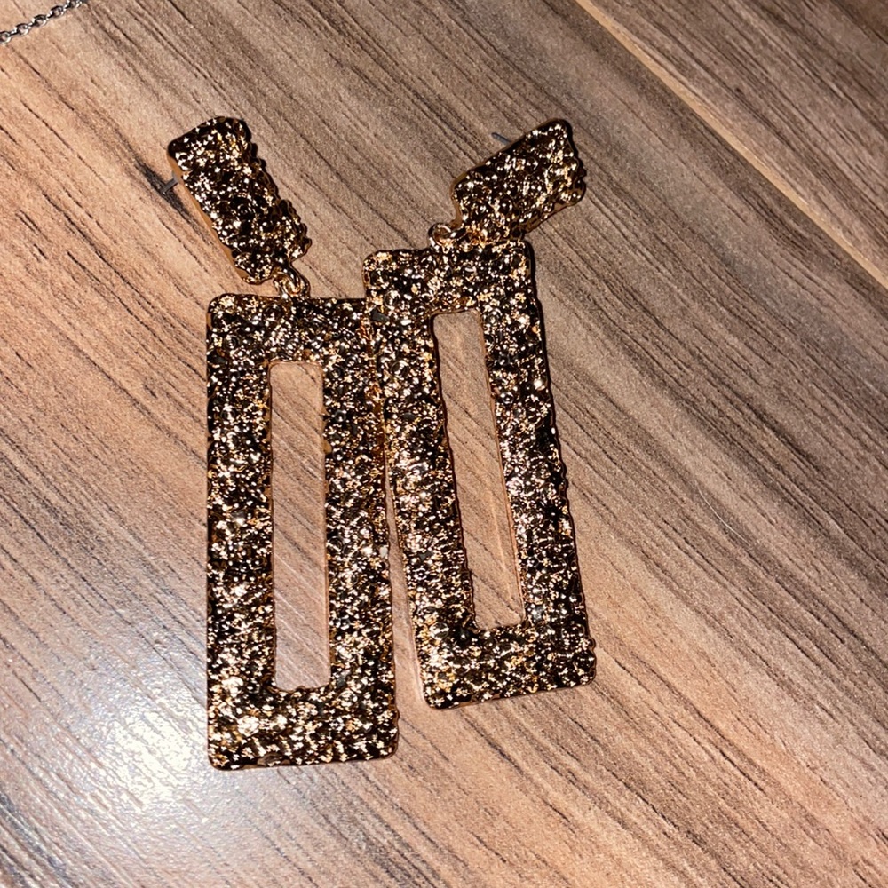 Rectangle gold hoops
